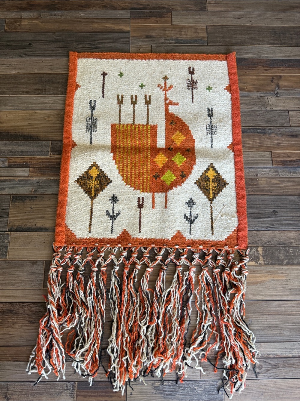 Vintage Eva Nemeth Art Tapestry | Mid-Century 1970s Handwoven Wool Wall Hanging - Picture 8 of 8